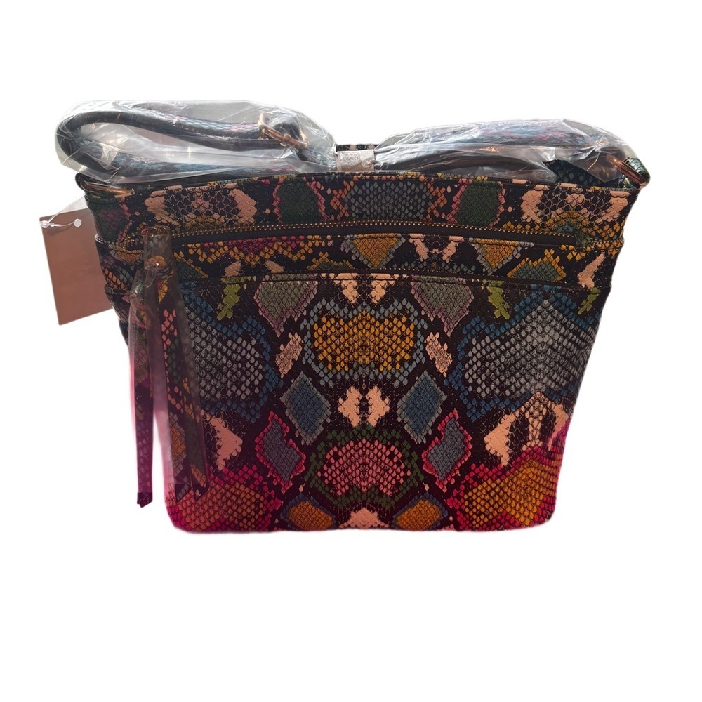 Stylish NWT Women’s Multicolored Snake‎ Skin Vegan Leather Crossbody Bag